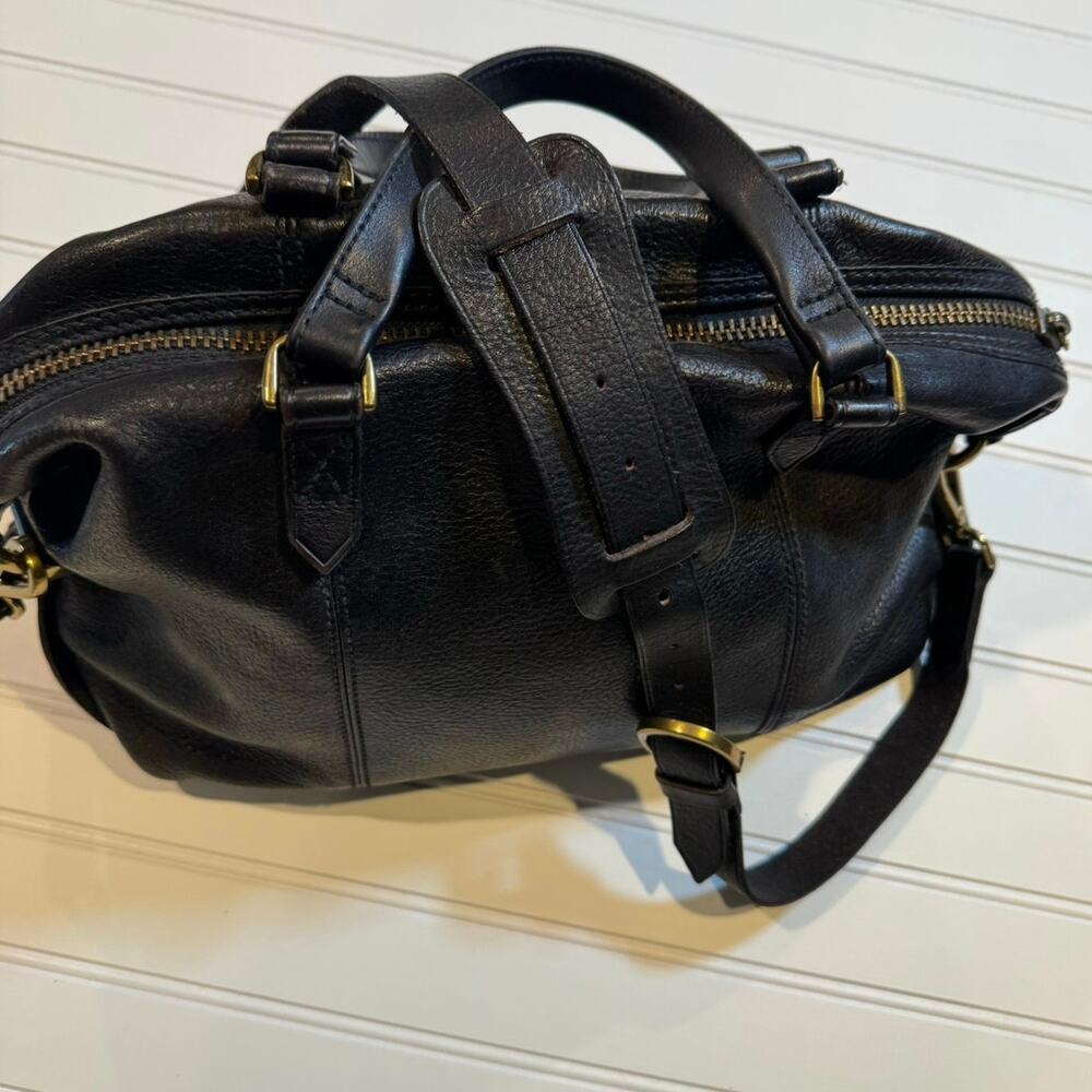 Madewell Black Leather Crossbody handbag. Kensington. Detachable strap. Brass